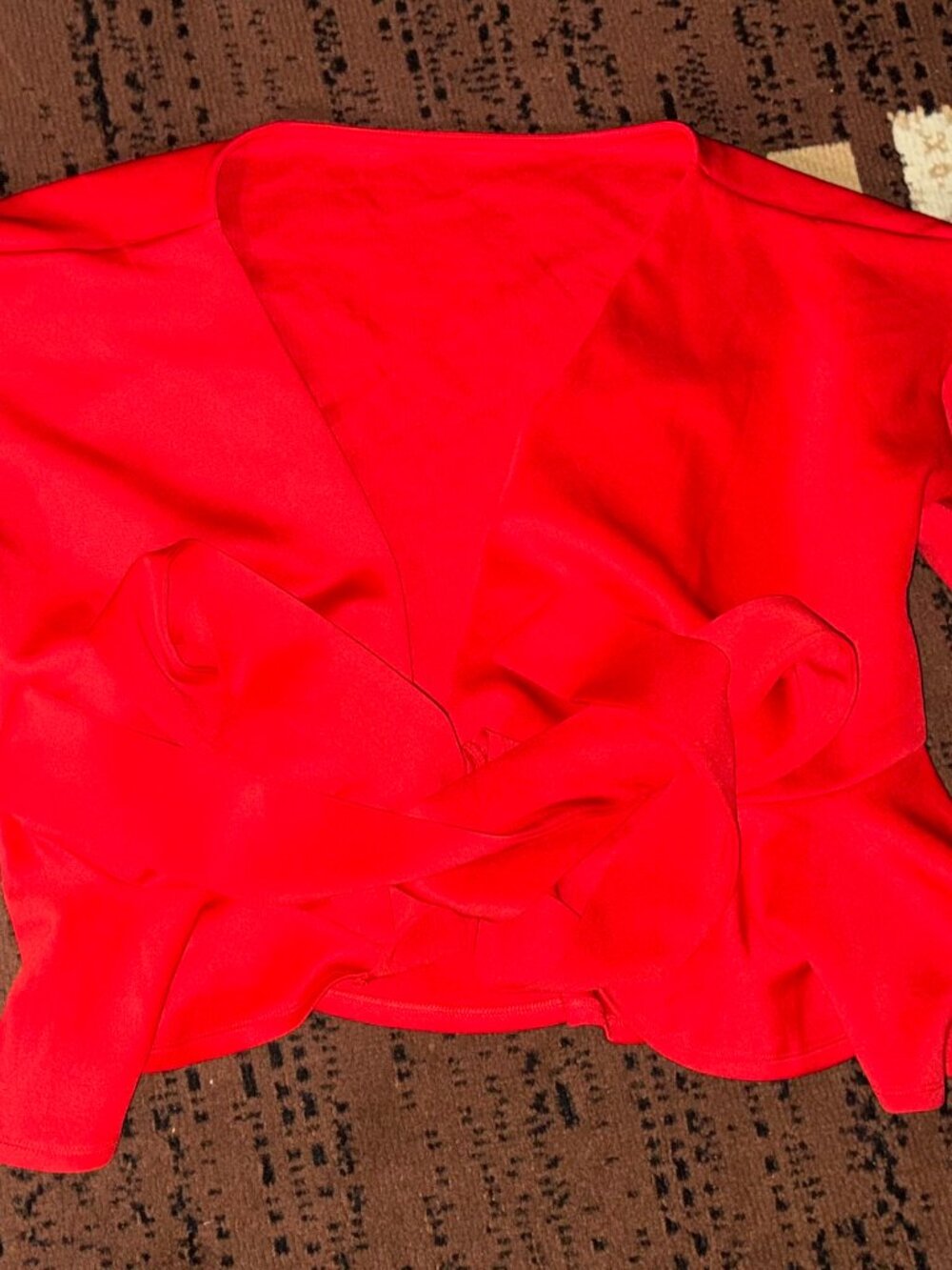 Amazon Red Long Sleeve Wrap Blouse